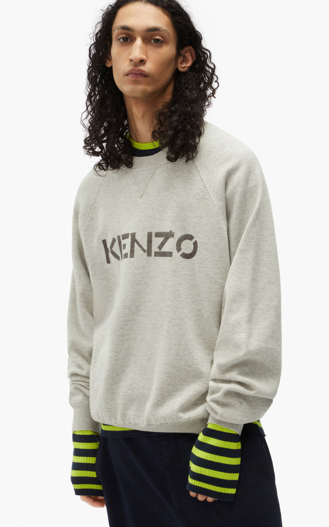 Kenzo logo Kazak Erkek Gri | 5932-FWBLY